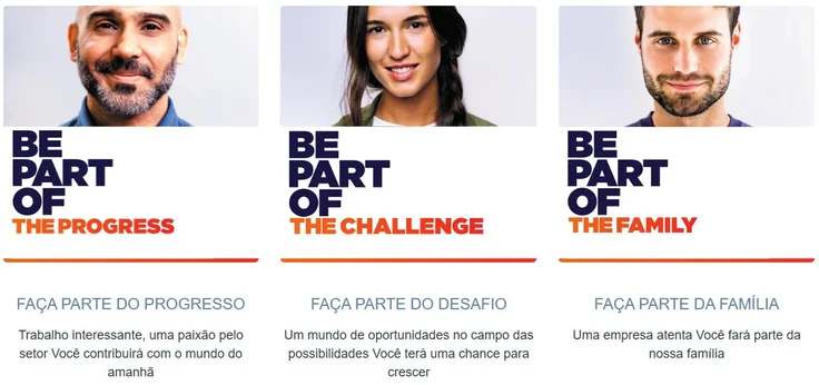 3 blocks with close-up of persons and the three pillars of Mersen employer brand